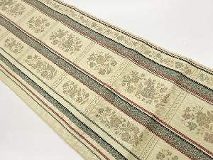 本場筑前博多花葉に縞・花菱模様織出し名古屋帯